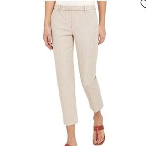 THEORY Ivory Multi Treeca 4 Striped Straight-Leg  pants